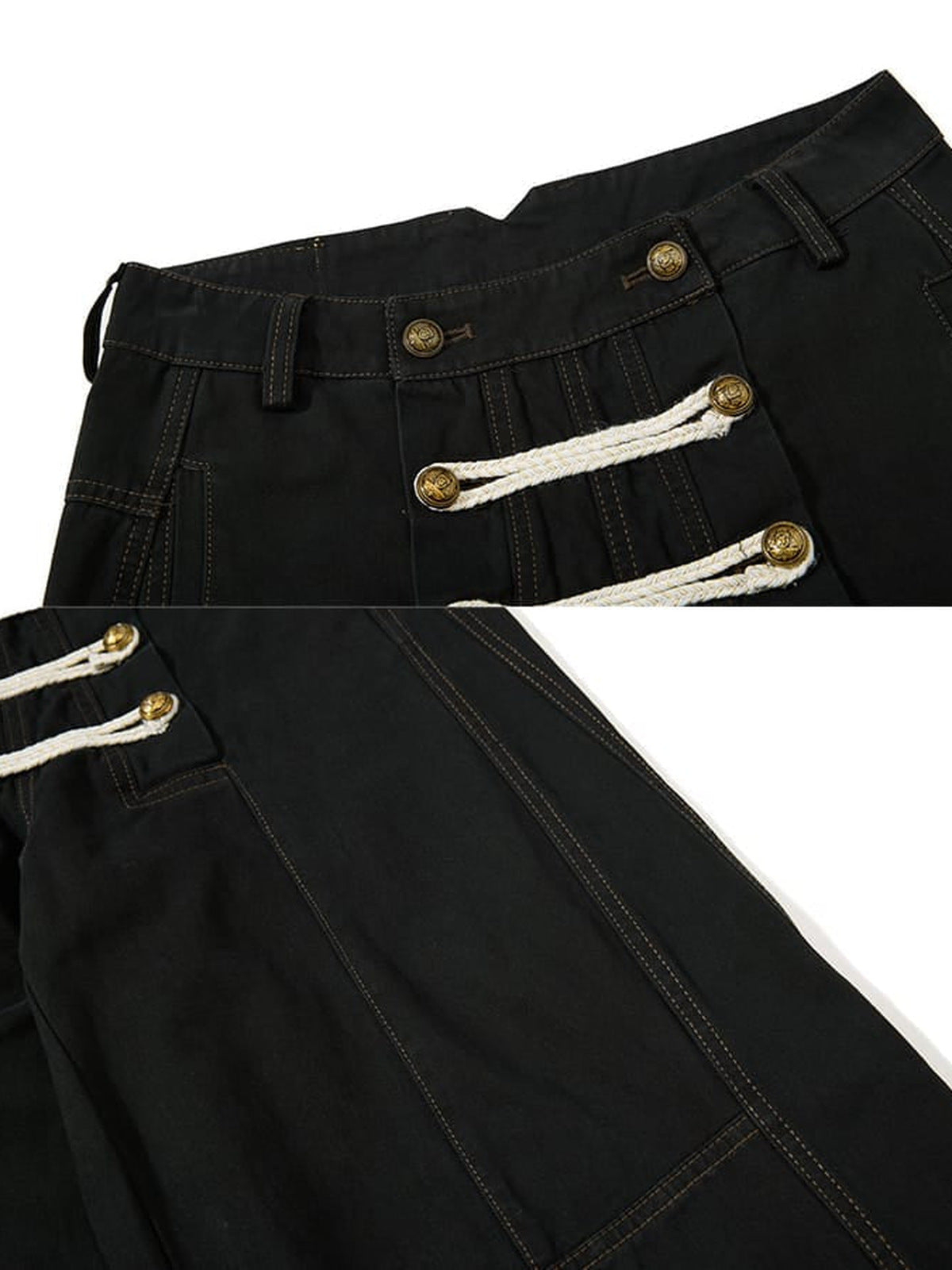Lace up pants – Black, waist lace close-up | XoKool