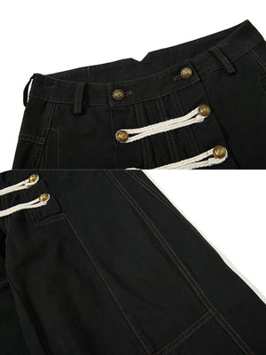 Lace up pants – Black, waist lace close-up | XoKool