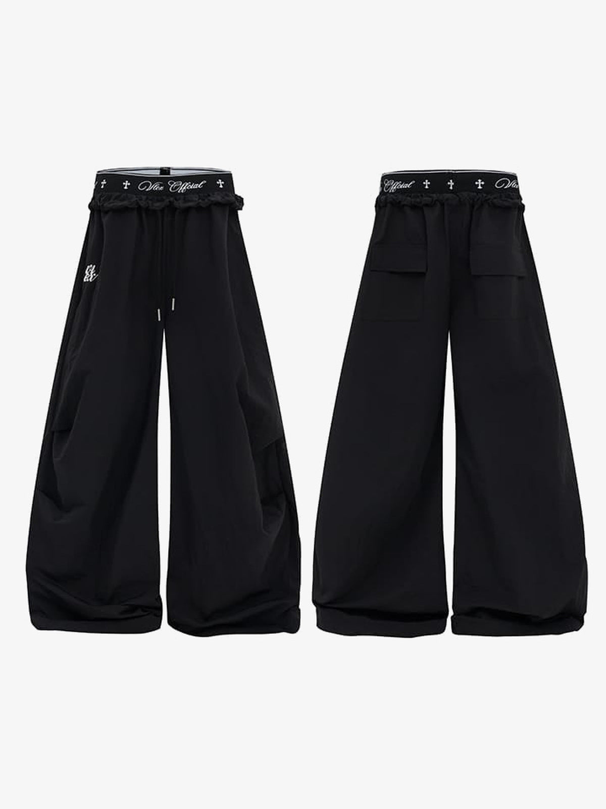 Pantalones paracaidista – negro, frente y espalda | XoKool