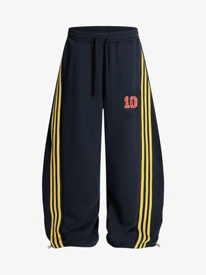 Wide Leg Side Stripe Sweatpants – Navy, front flat view | XoKool