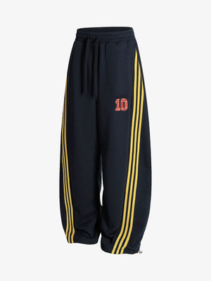 Stripe sweatpants – Navy, front flat view | XoKool