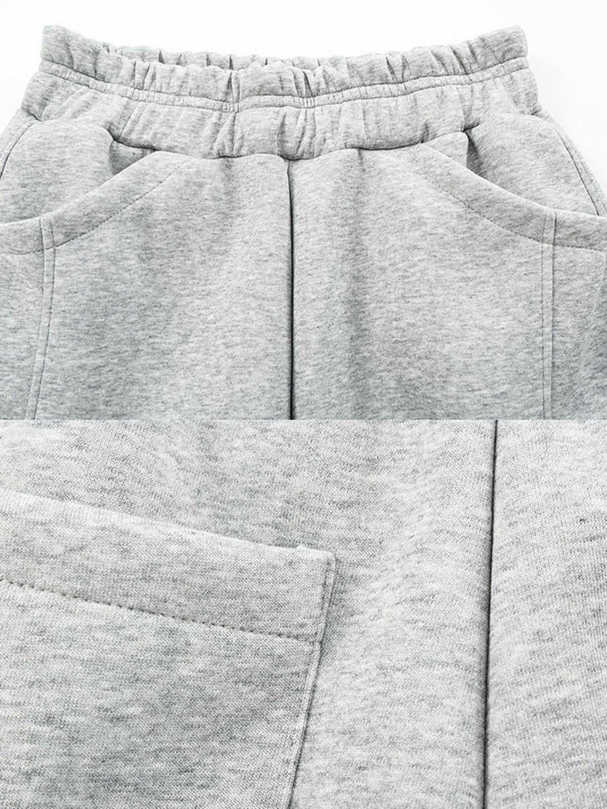 Jogginghose mit Fellgürtel – Grau, Nahaufnahme Fronttasche und Stoff | XoKool