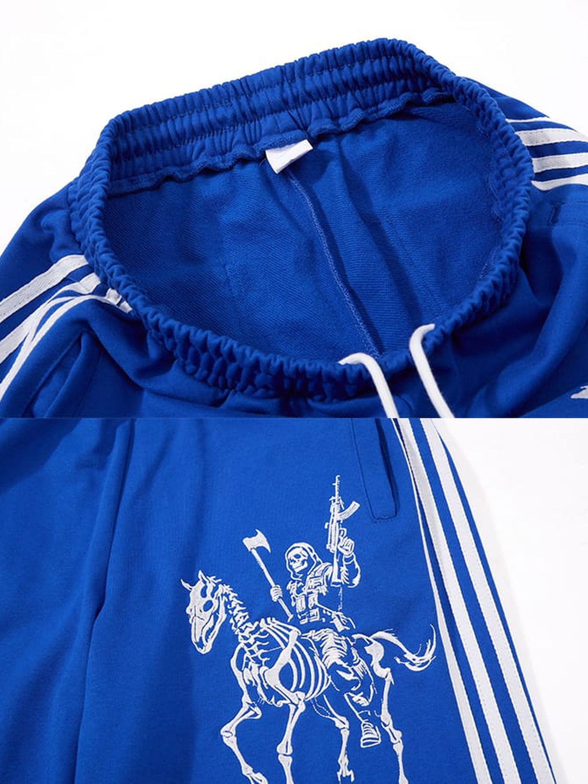 Skeleton Jogginghose – Königsblau, Bund und Skeleton-Print im Detail | XoKool