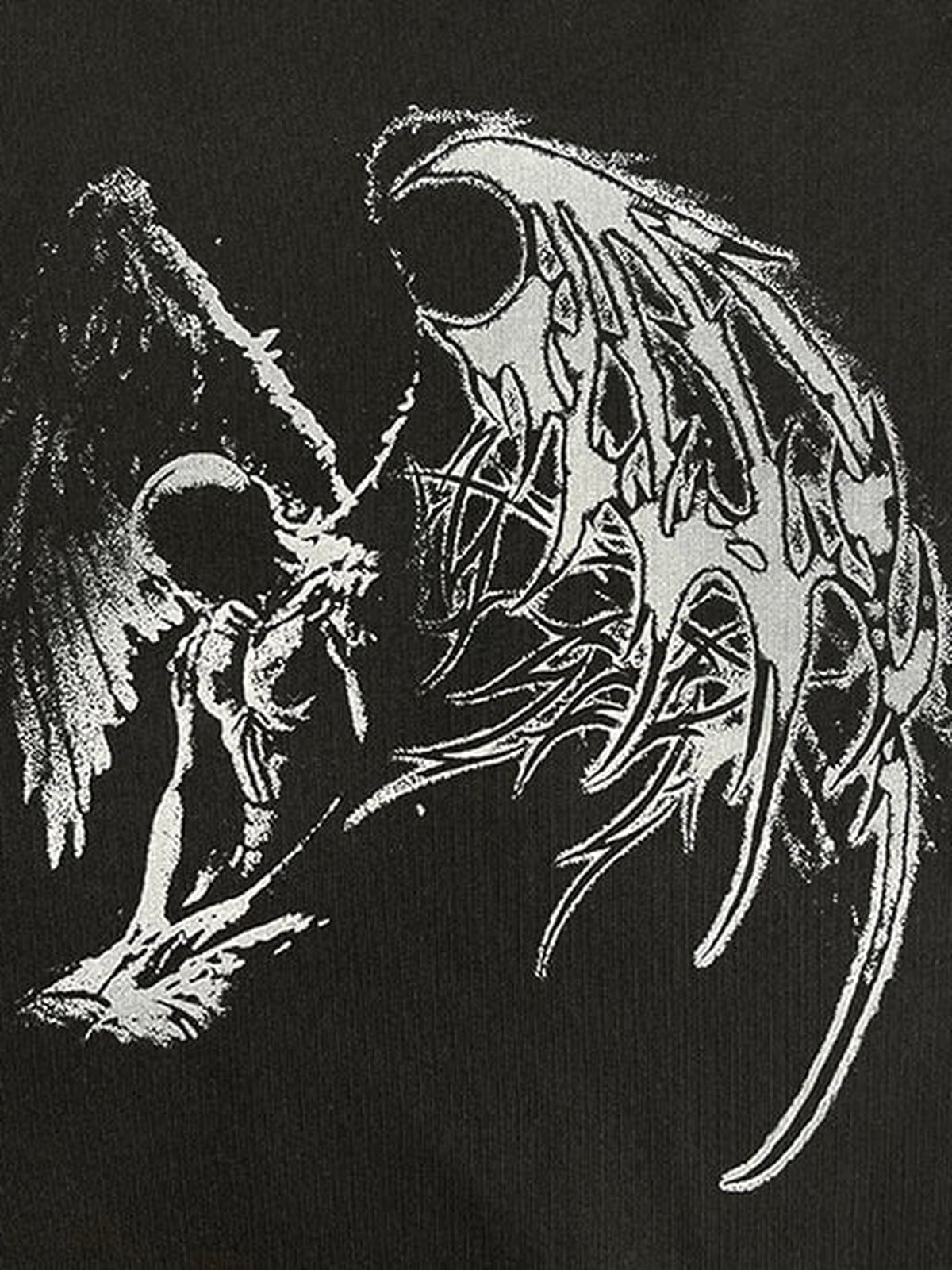Winged Skeleton Layered Long Sleeve Tee – front graphic close-up | XoKool