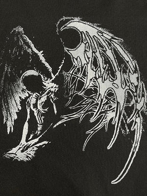 Winged Skeleton Layered Long Sleeve Tee – front graphic close-up | XoKool