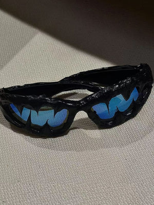 Wraparound-Sonnenbrille – schwarzes Gestell, blaue Gläser | XoKool