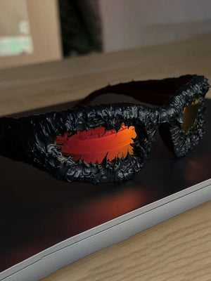 Wraparound-Sonnenbrille – schwarzes Gestell, rote Gläser | XoKool