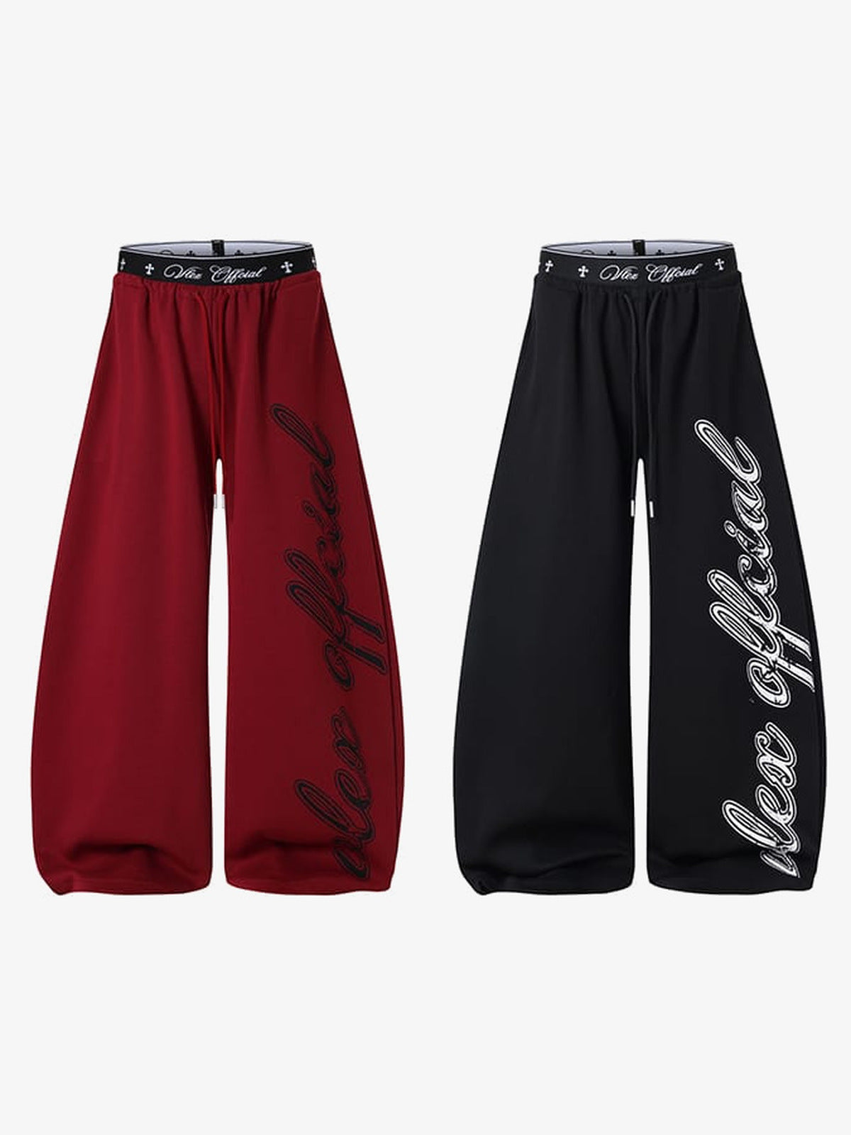 Jogginghose mit Schriftzug-Print – Rot und Schwarz flach | XoKool