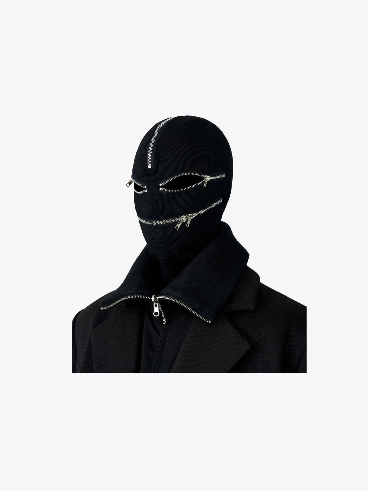 Zipper balaclava – Black, front view | XoKool