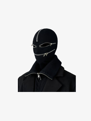 Zipper balaclava – Black, front view | XoKool