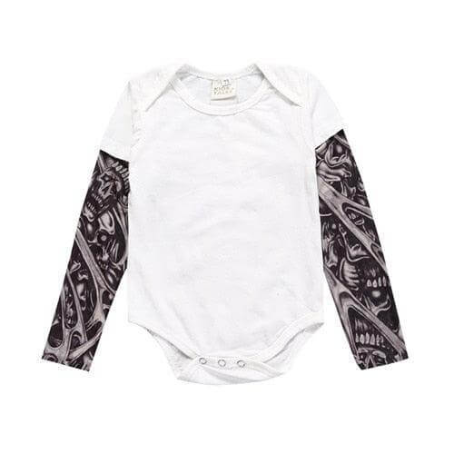 It’s not every day you see a baby sporting some awesome tats! Dress your cool kid in this unisex romper and it will be sure to turn heads! It comes with printed tattoos on each sleeve 👶 We use sublimation printing for optimal color rendering You won't be