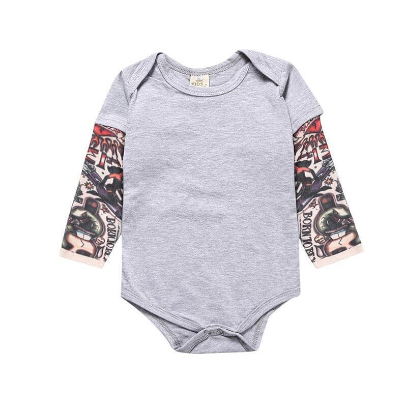 It’s not every day you see a baby sporting some awesome tats! Dress your cool kid in this unisex romper and it will be sure to turn heads! It comes with printed tattoos on each sleeve 👶 We use sublimation printing for optimal color rendering You won't be